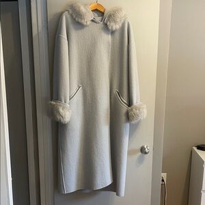 Elegant Gray Fur-Trimmed Women's jacket